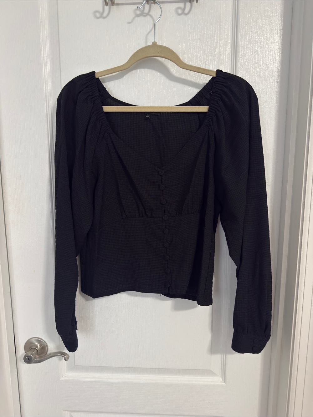 Madewell Black Square-Neck Button-Front Blouse
